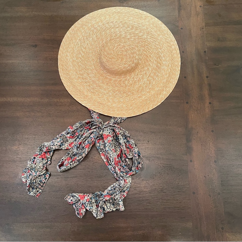 Lele sadoughi Straw Floppy Hat with Ribbon